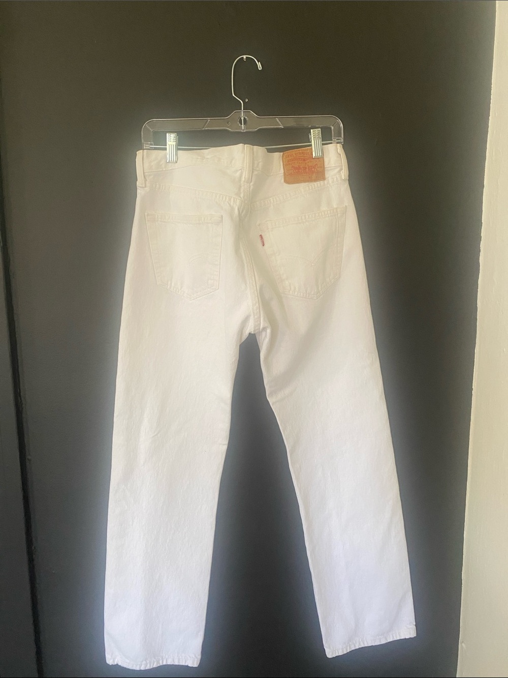 Levi's Men's White 501 Button Fly Straight-Leg Jeans